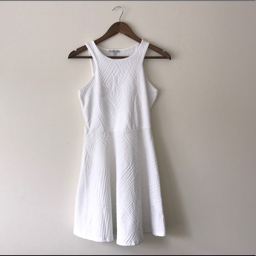 Charlotte Russe White Dress with Lined Patterns